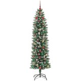 vidaXL Umjetno vitko božićno drvce s stalakom Zelena i bijela 240 cm | shoptok.hr
