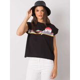 Fashion Hunters Black cotton women's t-shirt with print | shoptok.hr