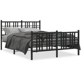 Maison Chic Kovinski Posteljni okvir - Dvoposteljna postelja - Zakonska postelja z vzglavjem in vznožjem črn 140x200 cm, (21697330) | Shoptok.si