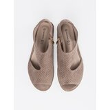 GOODIN Dark beige openwork flat sandals | Shoptok.si