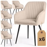 AKORD Florence Oblazinjeni Jedilni Stoli Iz Žameta Z Okrasnimi Šivi, Komplet 6 Stolov, Bež, Črne Noge, (5000333394) | Shoptok.si