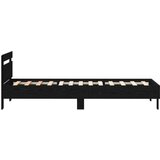  Postelja z LED lučmi Črna Hrast 90x200 cm Umetni les, (22008417) | Shoptok.si