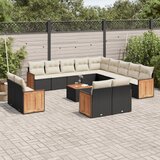 vidaXL 14-dijelni set vrtnih sofa s jastucima poliratan crni | shoptok.hr