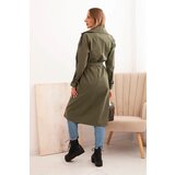 Kesi Włoski Women's waist-tied coat with a collar khaki | ePonuda.com