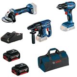Bosch Set Professional GSR 185LI + GWS 180LI + GBH 180LI + Torba za shranjevanje (18 V, 2 x baterija 4 Ah, hitri polnilnik) Cene