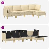  Set namještaja za dnevni boravak s jastukom 5 pcs Krem Tkanina | shoptok.hr