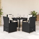 5-dijelni vrtni blagovaonski set s jastucima od poliratana crni Crna 80 x 80 x 74 cm | Shoptok.si