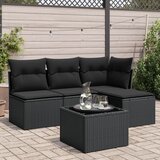 Maison Chic Seti vrtnega pohištva - Vrtna garnitura - Vrtni pohištvo set 5-delna z blazinami črn poli ratan, (21816446) | Shoptok.si