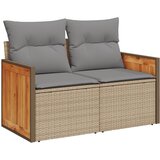 Maison Chic Vrtni kavč - Zunanji kavč z blazinami 2-sedežni bež poli ratan, (22043888) | Shoptok.si