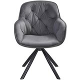 XXXL Naslanjač Silvi, Siva, Žamet, Vrtljiv | Shoptok.si