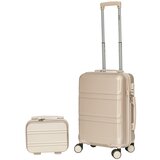 Shumee Set kabinski kovček + kozmetična torbica Barut, bež, iz ABS, (21214354) | Shoptok.si