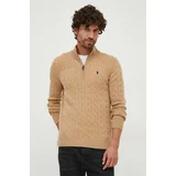 Polo Ralph Lauren Volnen pulover moški, rjava barva