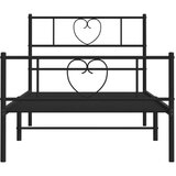 Metalni okvir kreveta uzglavlje i podnožje crni 75x190 cm | shoptok.hr