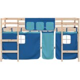  Dječji krevet na kat i zavjese plavi 90x190 cm borovina | Eponuda.com