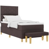 vidaXL Krevet s boxspringom s madracem i klupom tamnosmeđi 90x200 cm tkanina | shoptok.hr