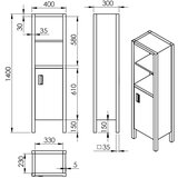 Sapho Rjava visoka/ozka kopalniška omarica iz masivne smreke 40x140 cm Brand – | Shoptok.si