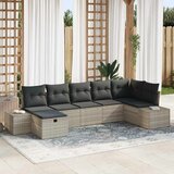  Sjedeća garnitura za vrt 7 kom. Svijetlo siva poliratan Svjetlosiva 319 x 154 x 85 cm | shoptok.hr