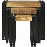  Stol za slaganje 3 pcs Smeđa i crna Čvrsto drvo manga i metal | shoptok.hr