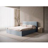Micadoni Svetlo modra oblazinjena zakonska postelja s prostorom za shranjevanje/brez vzglavja z letvenim dnom 140x200 cm Susan – | Shoptok.si