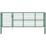 vidaXL Vrata za vrtno ograjo s stebrički 350x100 cm jeklo zelena Cene