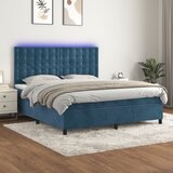 The Living Store Box spring postelja z vzmetnico LED temno modra 160x200cm žamet - Box Spring Postelja, (21491450) | Shoptok.si