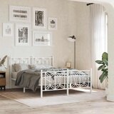  Metalni okvir kreveta uzglavlje i podnožje bijeli 135 x 190 cm | shoptok.hr