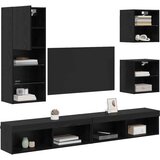 TV zidne jedinice s LED-om Zidne 5 pcs Crni hrast Konstruirano drvo | shoptok.hr