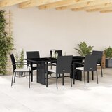  7-dijelni vrtni blagovaonski set s jastucima crni od poliratana | shoptok.hr