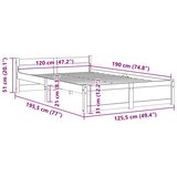  Okvir za krevet masivno drvo bijeli 120x190 cm mali bračni | shoptok.hr