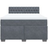 vidaXL Box spring postelja z vzmetnico temno siva 140x200 cm žamet | Shoptok.si