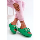 Boto Women's Foam Slides With Decorations On Thick Sole Green Bremavia | Shoptok.si