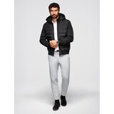 Ombre Quilted bomber jacket with hood and knitted sleeves - black | shoptok.hr