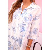 Kesi Włoski Women's patterned shirt with collar and pocket blue | shoptok.hr