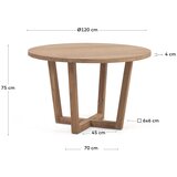 Kave Home Okrogla jedilna miza iz masivne akacije v naravni barvi ø 120 cm Nahla – | Shoptok.si