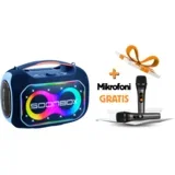 Prijenosni bluetooth karaoke zvučnik sa dva mikrofona FM radio S6300PRO plavi