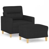  Fotelja s tabureom crna 60 cm od tkanine | shoptok.hr