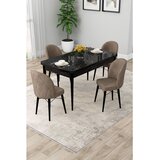 Hanah home trpezarijski set Rut, sto na razvlačenje i 4 stolice, ploča u dekoru crnog mermera, kapućino tkanina Babyface | Eponuda.com