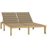 Maison Chic Dvojni Ležalnik - Sončna ležalnik in bež blazine impregnirana borovina, (22043209) | Shoptok.si