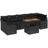 vidaXL set od 8 dijelova vrtnih sofa s jastučićima u crnom poli ratan akaciji, dvosedni vrtni kauč s jastučićima u crnom poli ratan Cijene