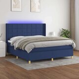  Box spring s madracem LED plavi 180x200 cm od tkanine Cijene