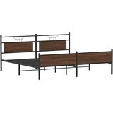 Metalni Kovinski posteljni okvir brez vzmetnice rjavi hrast 200x200 cm, (21829272) | Shoptok.si