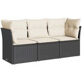  The Living Store Vrtna sedežna garnitura z blazinami 3-delna črna poli ratan - Vrtna Sedežna Garniture, (21455415) | Shoptok.si