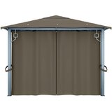  Sjenica sa zastorima i LED svjetlima 400 x 300 cm smeđe-siva | shoptok.hr