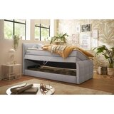 MID.YOU POSTELJA BOXSPRING 100 cm x 200 cm , tekstil, leseni material svetlo siva | Shoptok.si