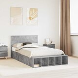  Krevetna konstrukcija s policom Betonski sivi 135 x 190 cm | shoptok.hr
