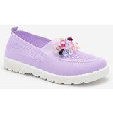 Resti Purple women's fabric moccasins with crystals Fezens Cene