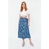 Trendyol Blue Floral Pattern Woven Skirt Cene