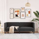 vidaXL Fotelja Chesterfield 3-sjed od crne umjetne kože | shoptok.hr