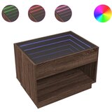 Maison Chic Klubska mizica - kavna mizica - Nizka mizica z neskončnimi LED rjavi hrast 70x50x50 cm, (21752283) | Shoptok.si