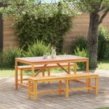 vidaXL 3-delni set jedilne mize iz trdnega lesa akacije | Shoptok.si